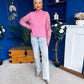 Jessy Crochet Sleeve Jumper Pink