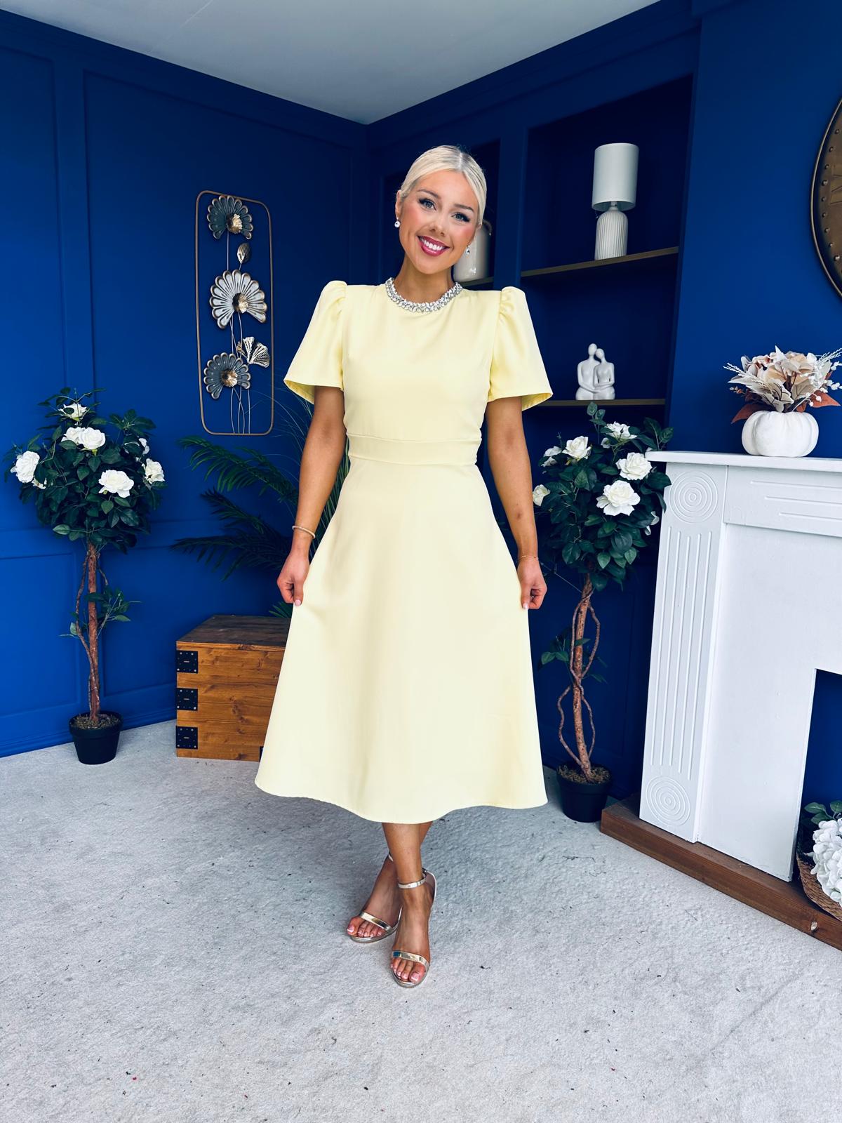 Madison Embellished Occasion Dress Yellow