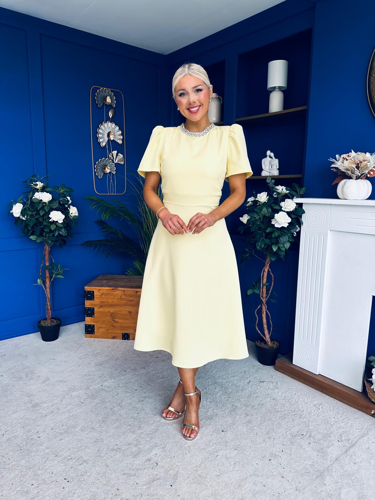 Madison Embellished Occasion Dress Yellow