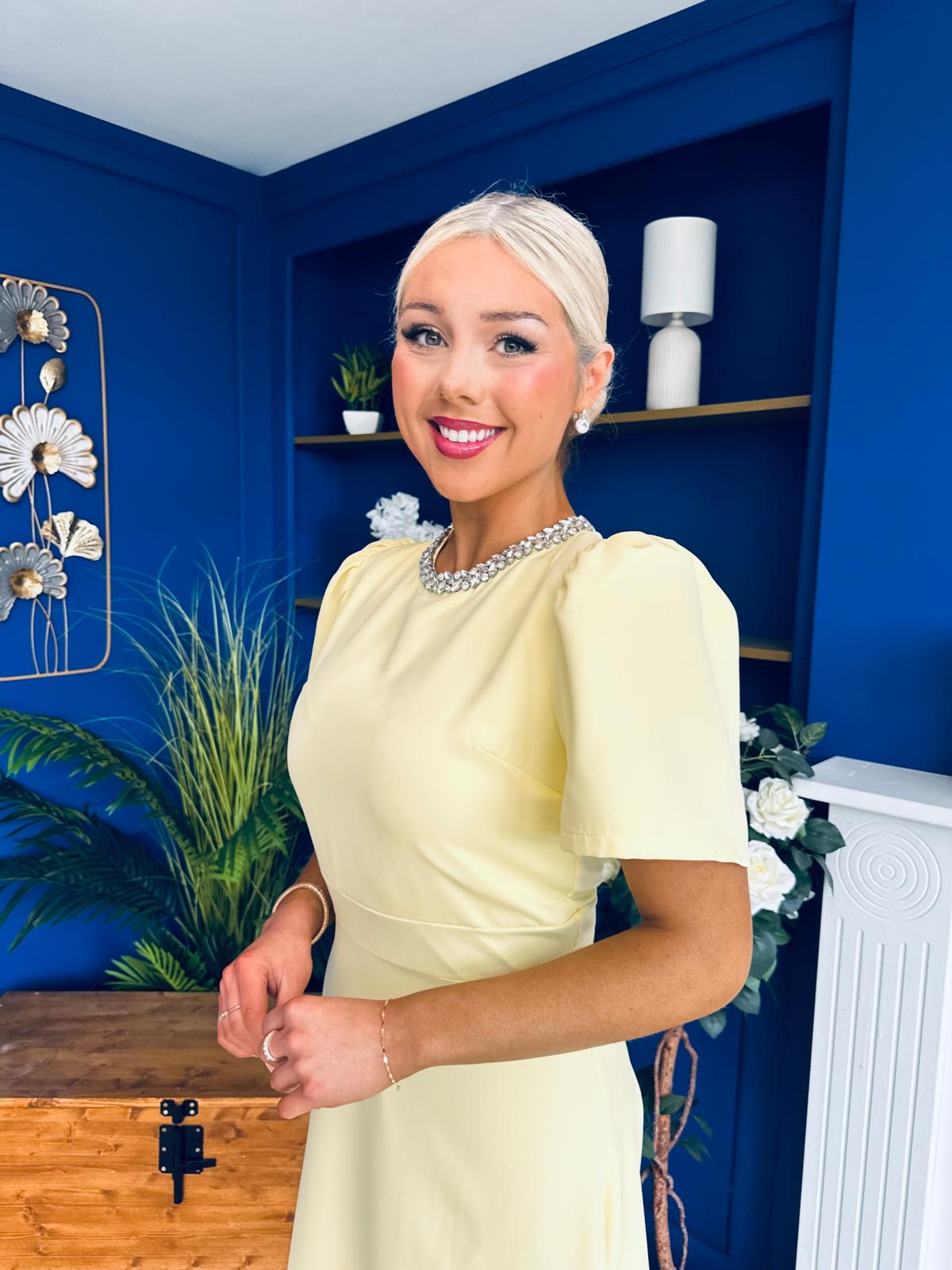 Madison Embellished Occasion Dress Yellow