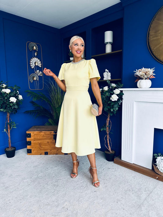 Madison Embellished Occasion Dress Yellow