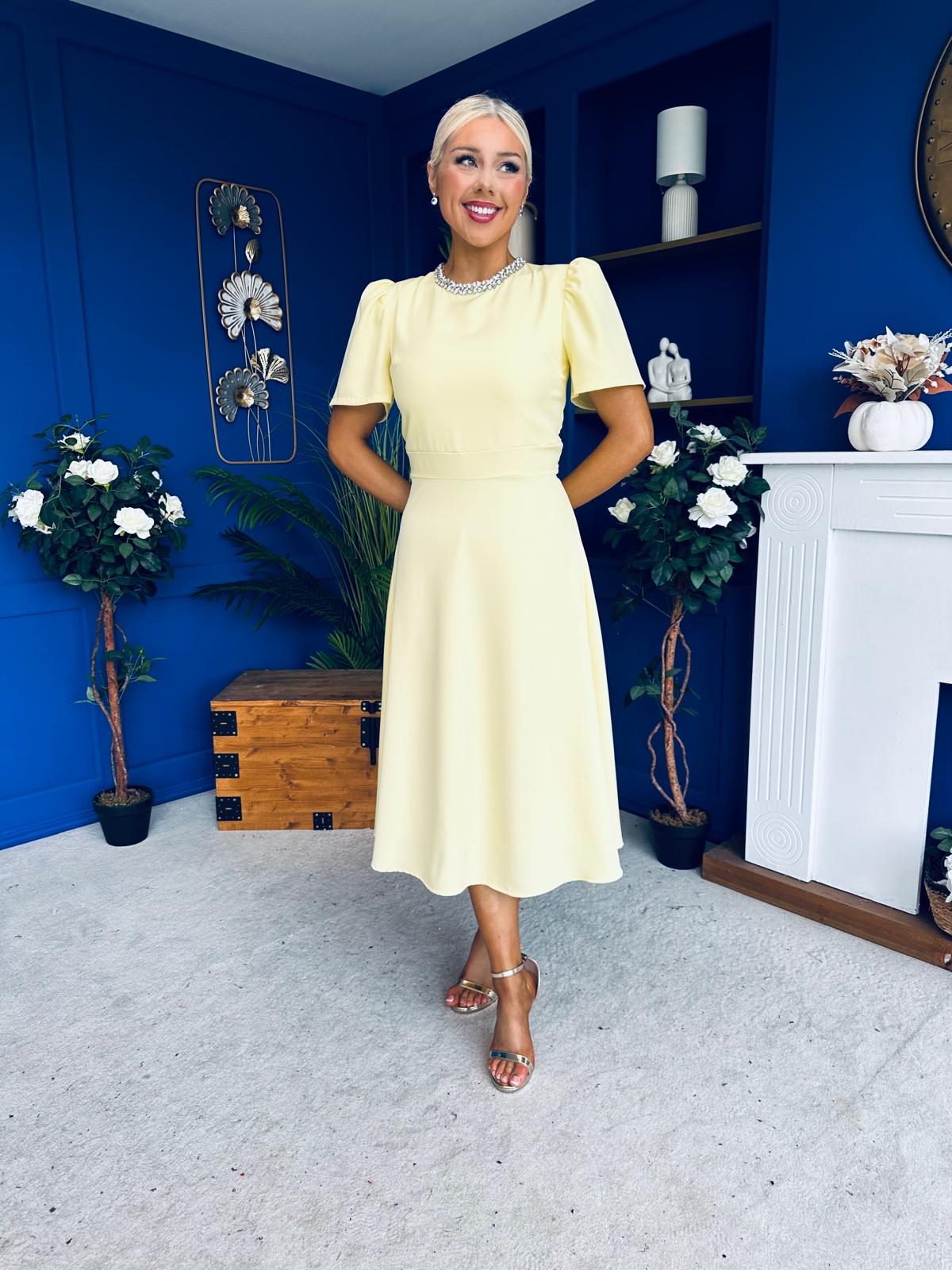 Madison Embellished Occasion Dress Yellow