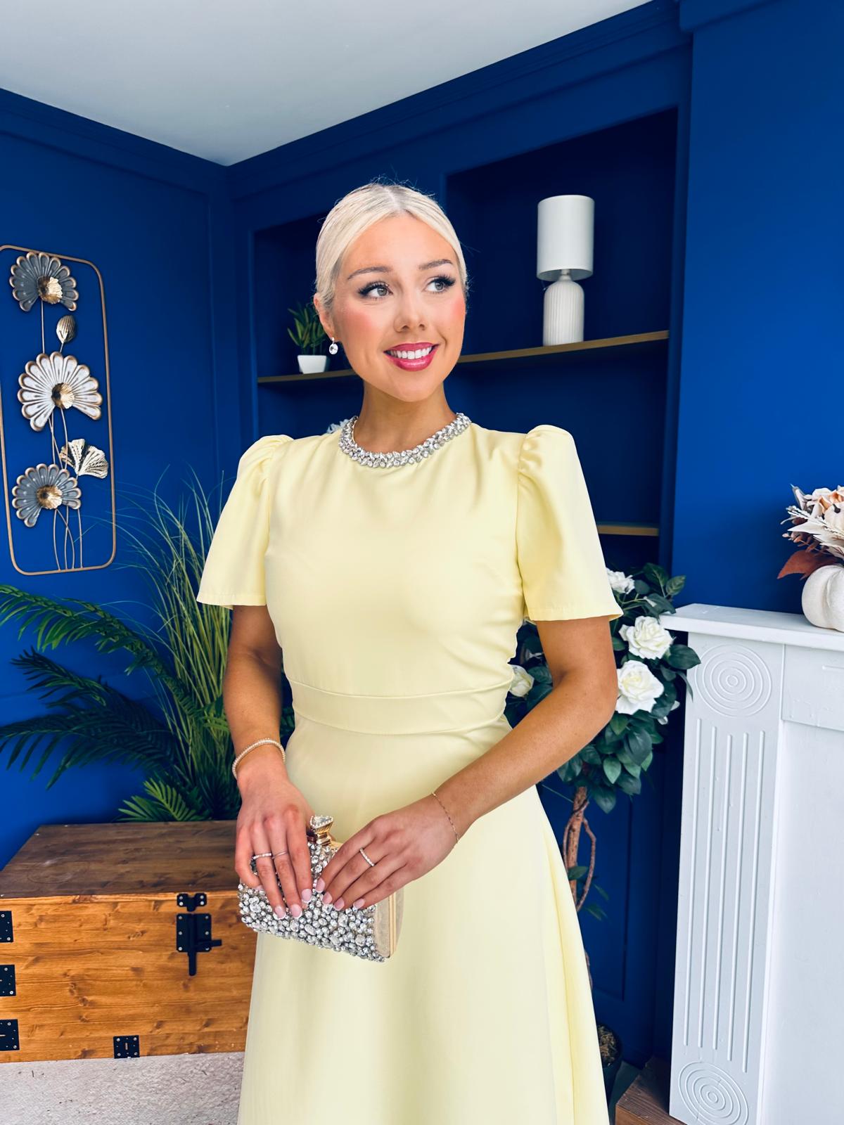 Madison Embellished Occasion Dress Yellow