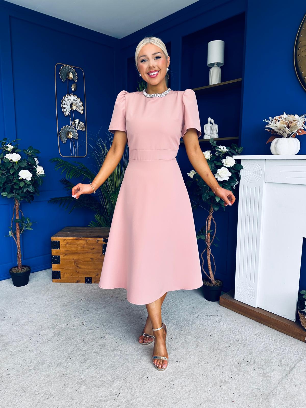 Madison Embellished Occasion Dress Blush