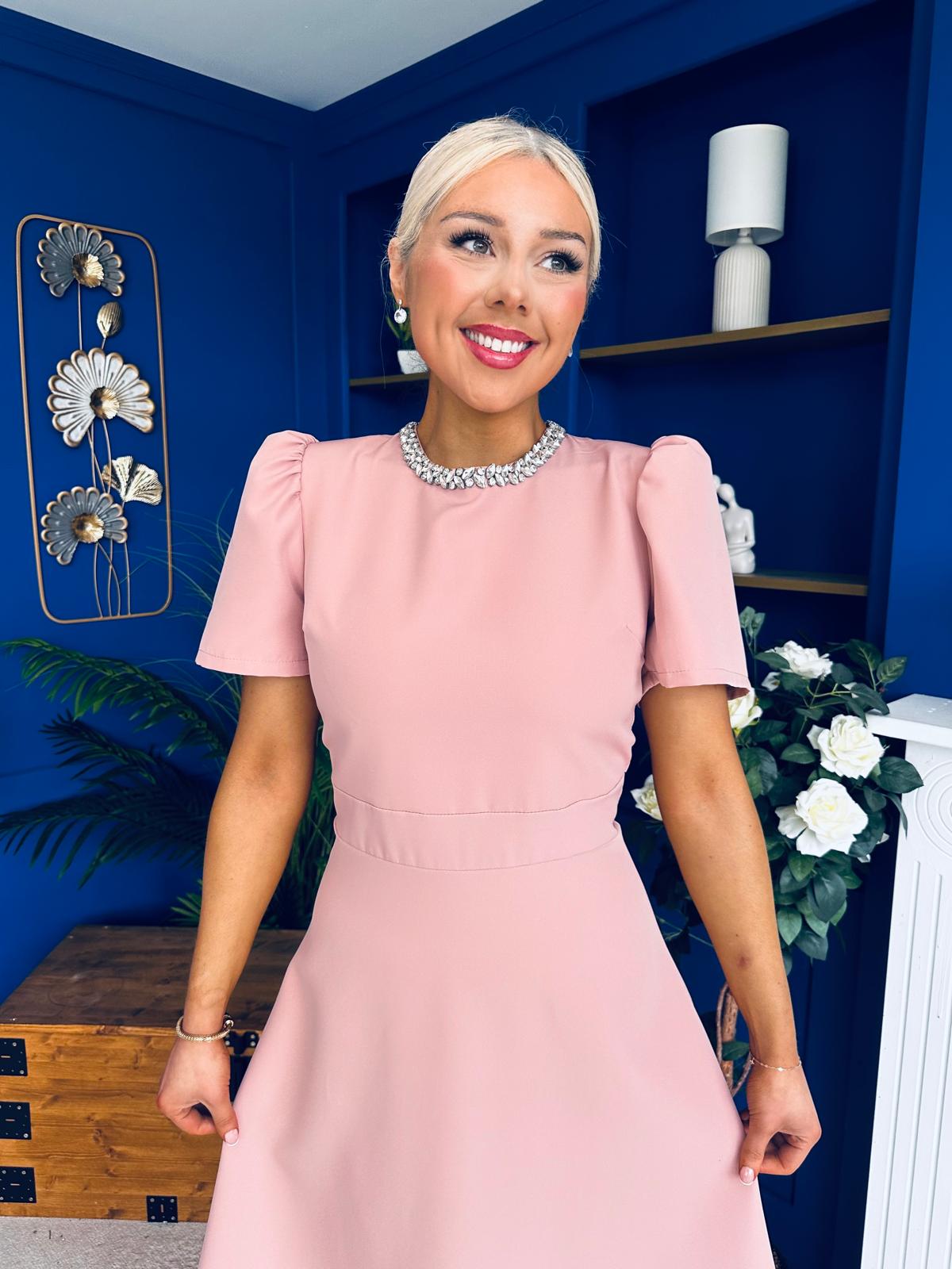 Madison Embellished Occasion Dress Blush