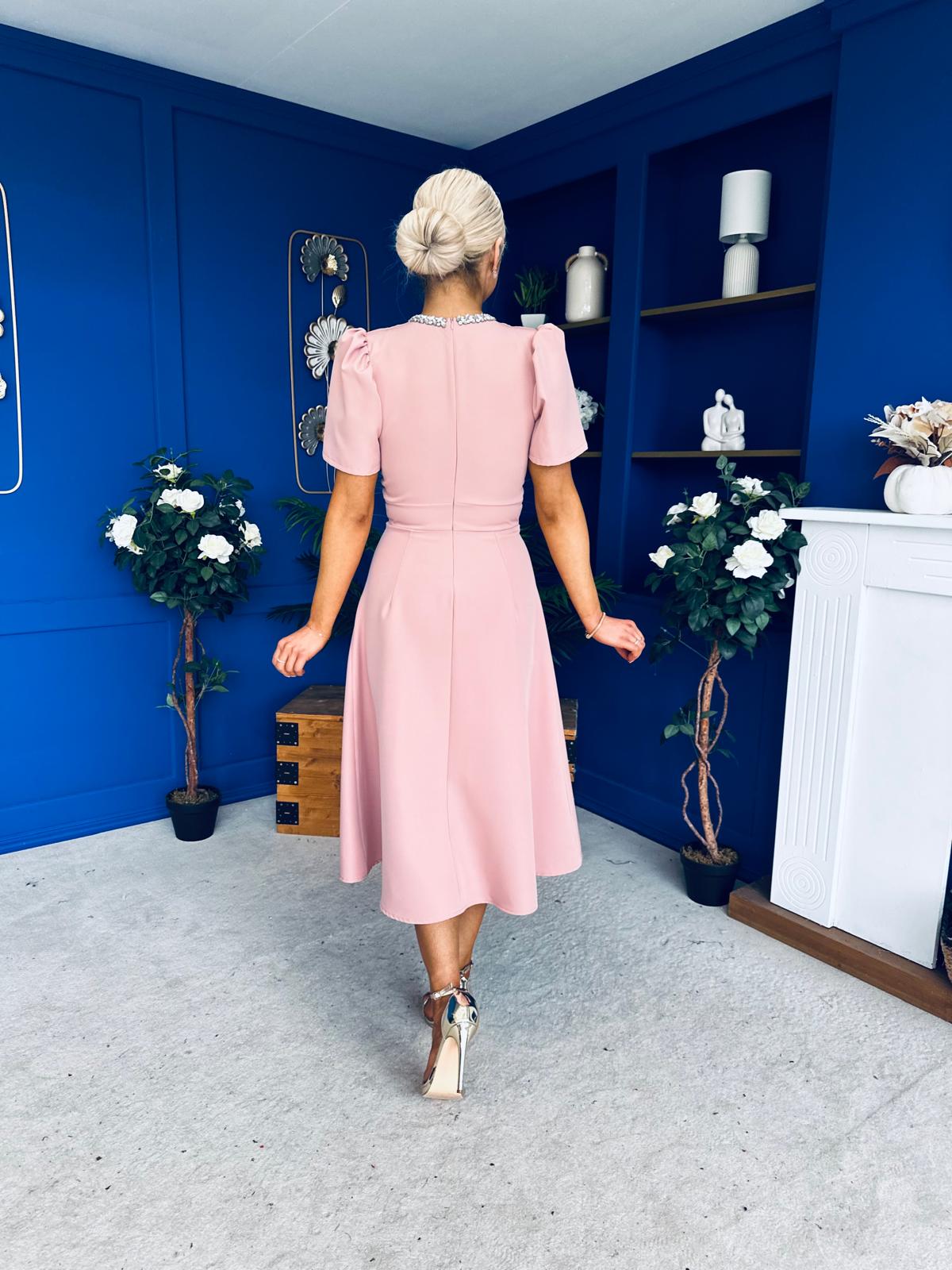 Madison Embellished Occasion Dress Blush