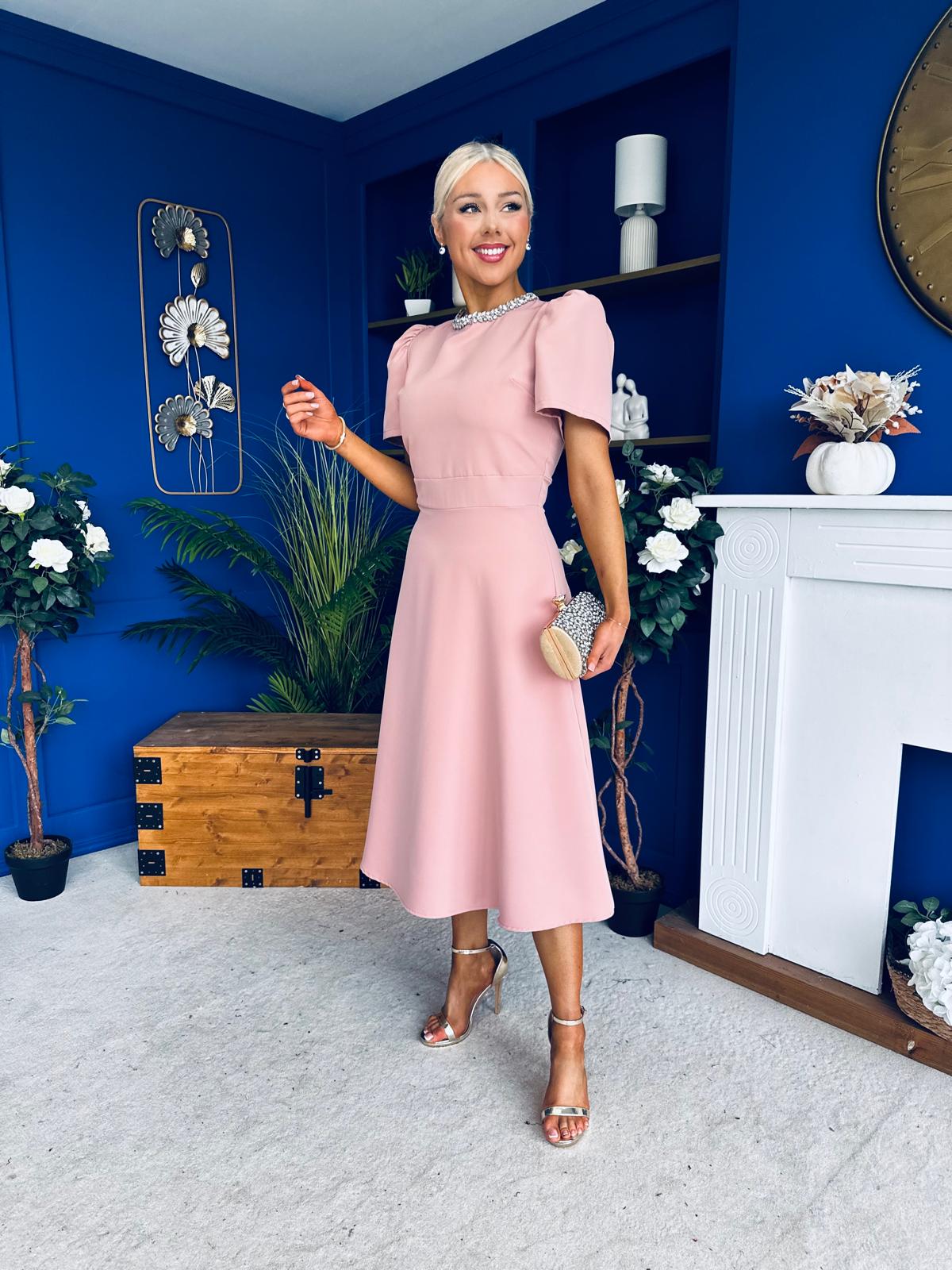 Madison Embellished Occasion Dress Blush