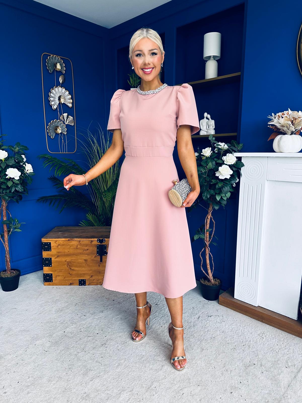 Madison Embellished Occasion Dress Blush