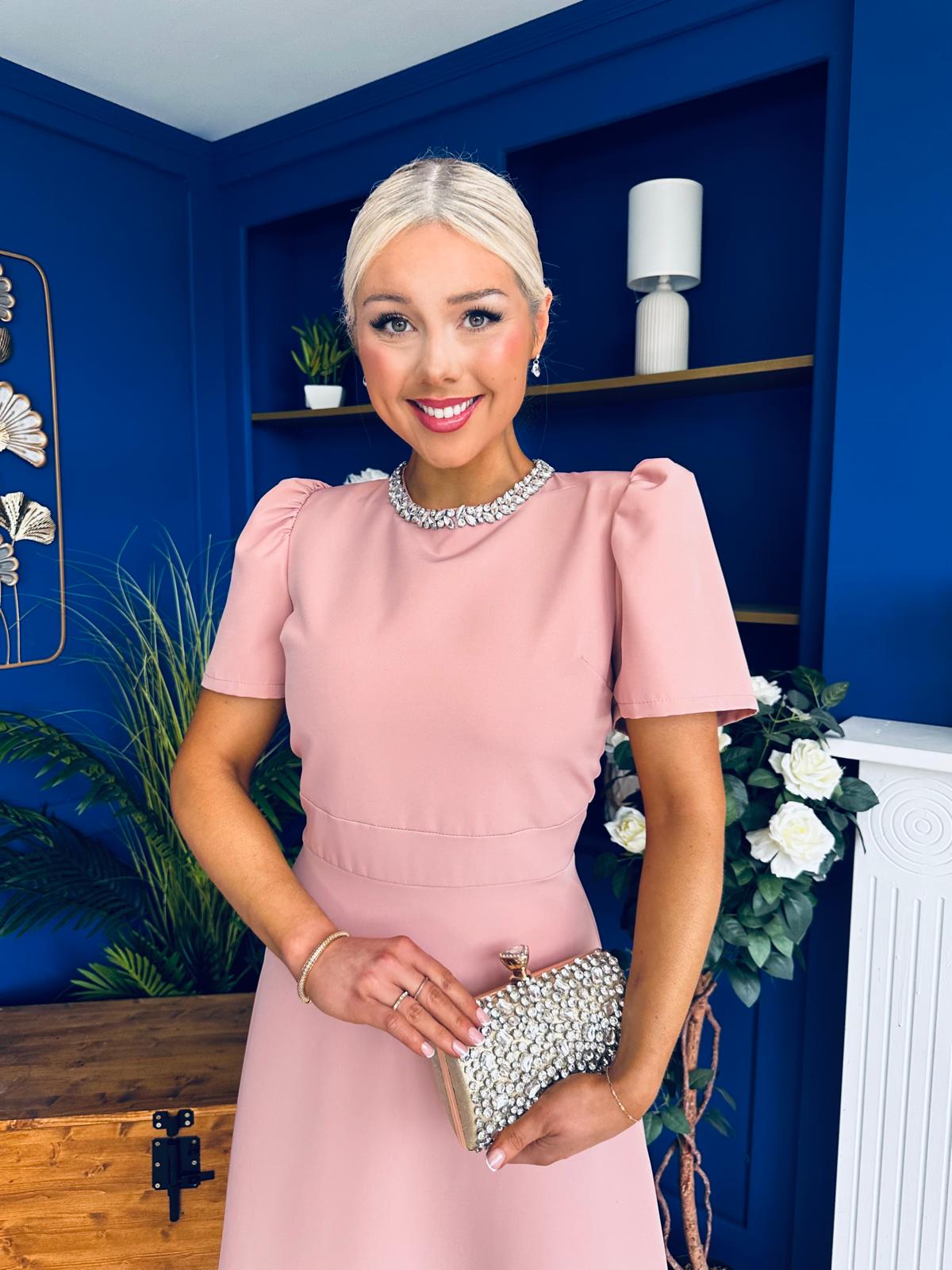 Madison Embellished Occasion Dress Blush