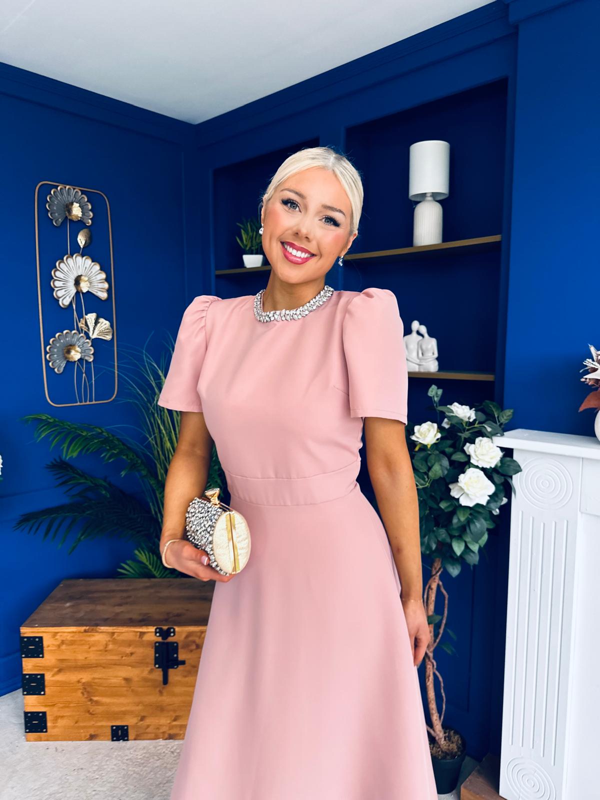 Madison Embellished Occasion Dress Blush