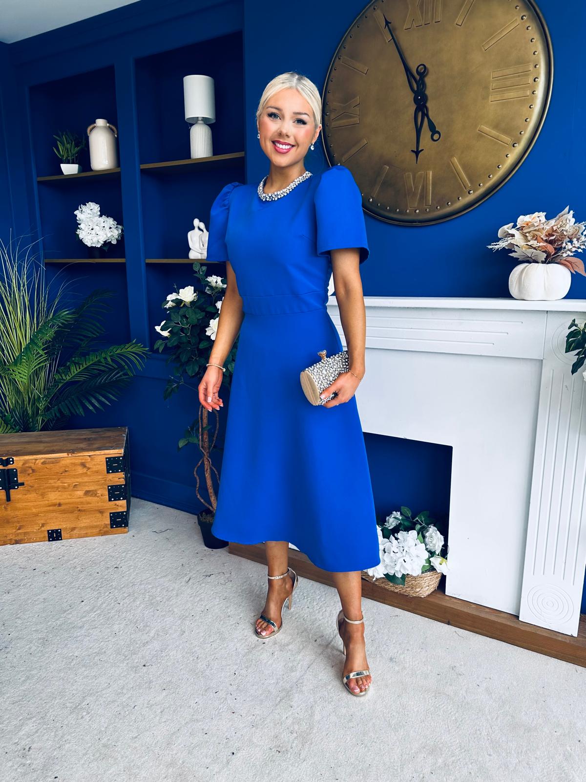 Madison Embellished Occasion Dress Cobalt