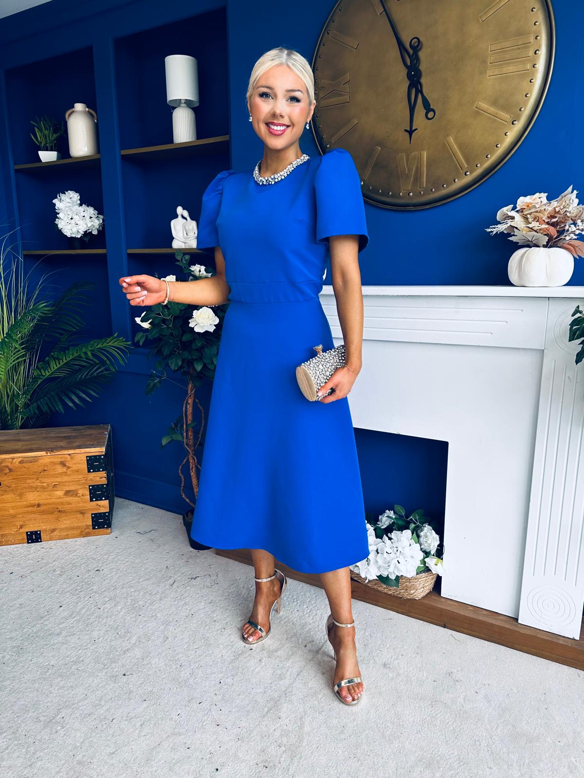 Madison Embellished Occasion Dress Cobalt