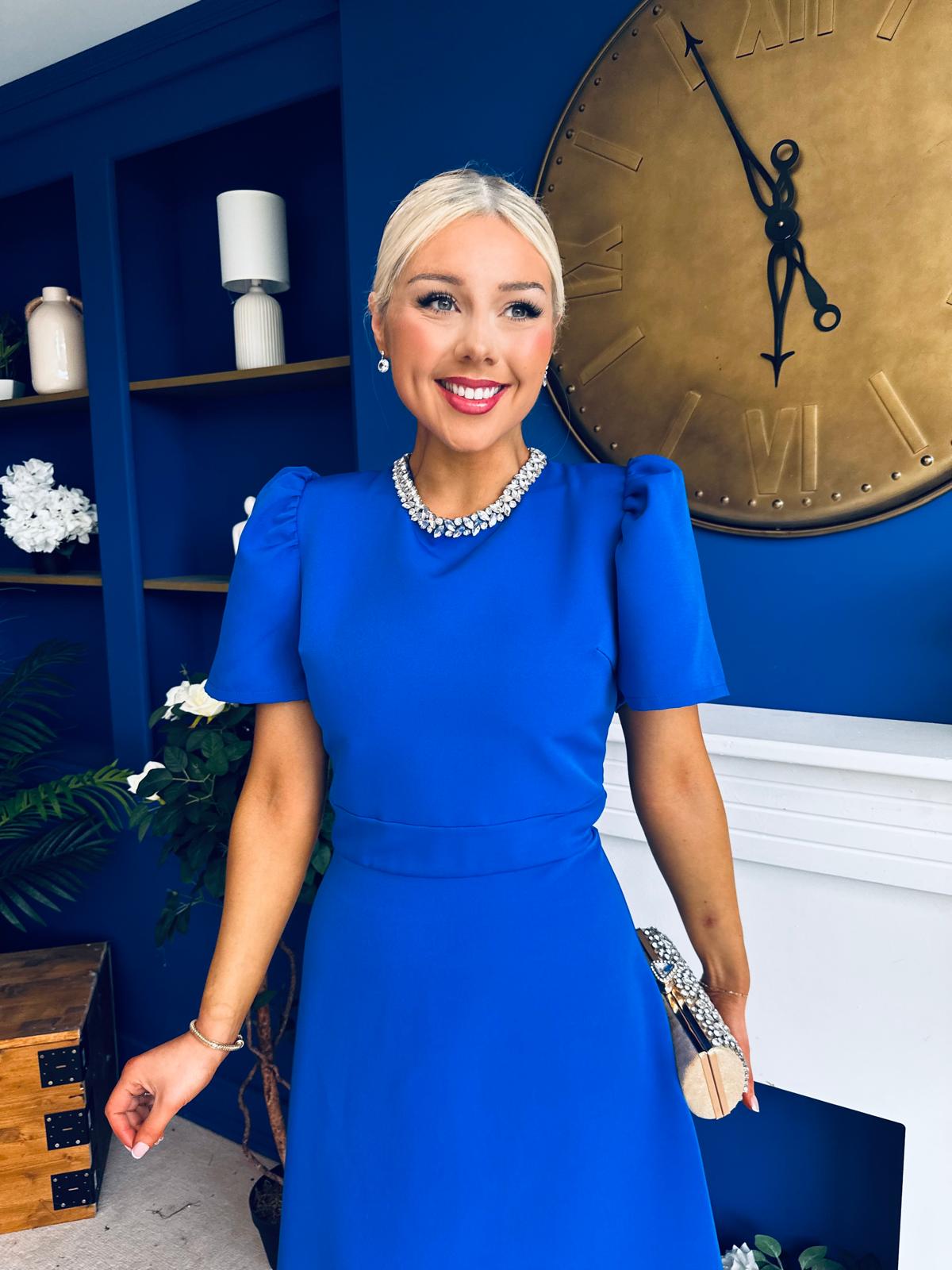 Madison Embellished Occasion Dress Cobalt