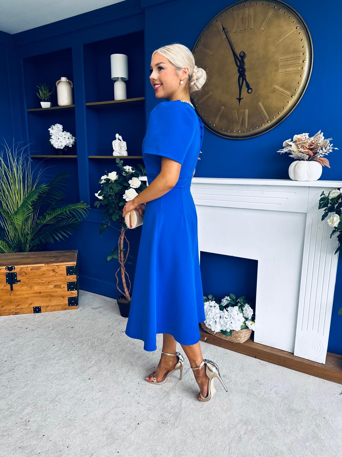 Madison Embellished Occasion Dress Cobalt