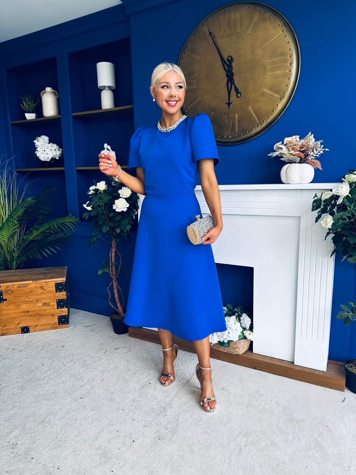 Madison Embellished Occasion Dress Cobalt