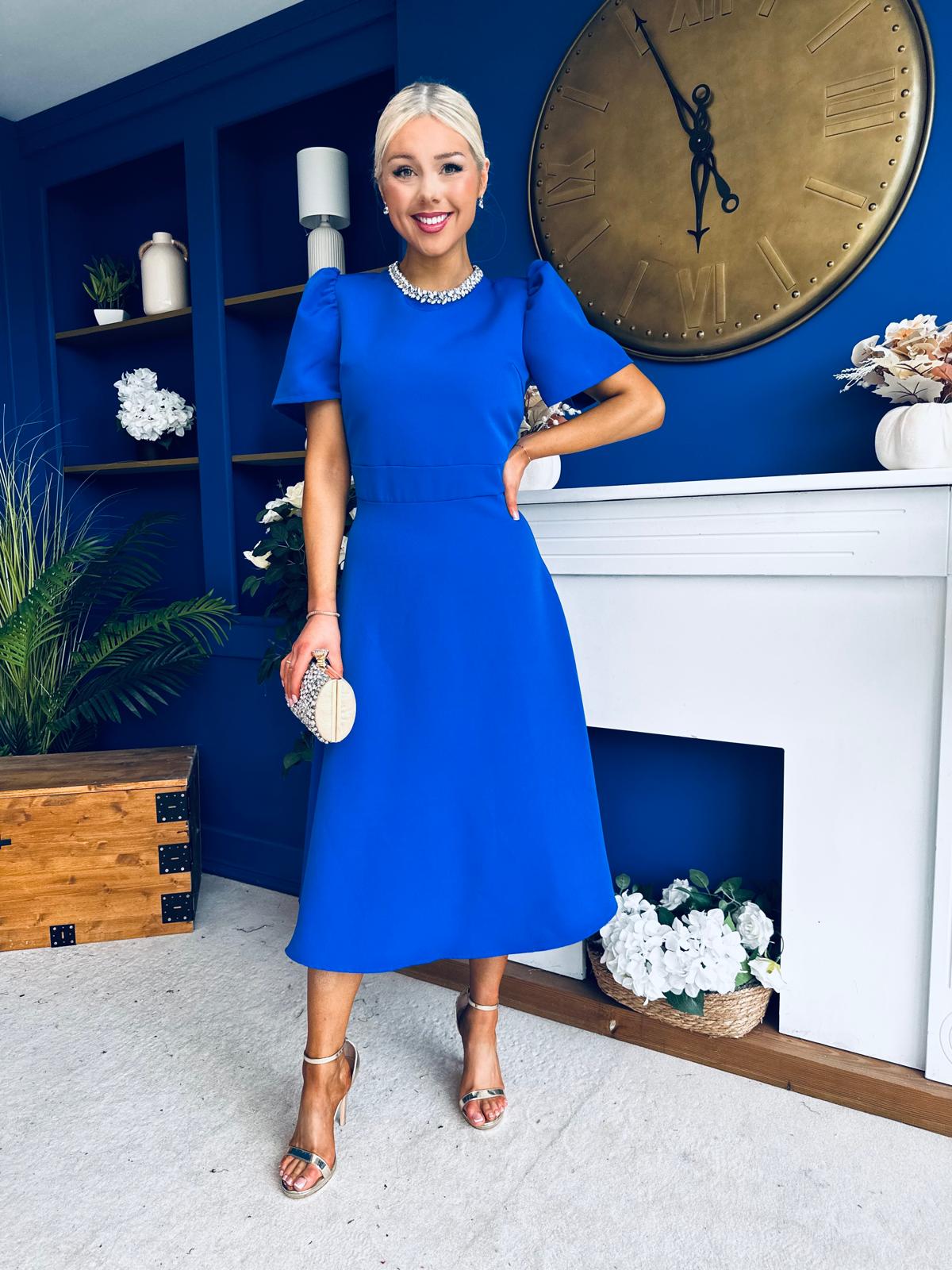 Madison Embellished Occasion Dress Cobalt