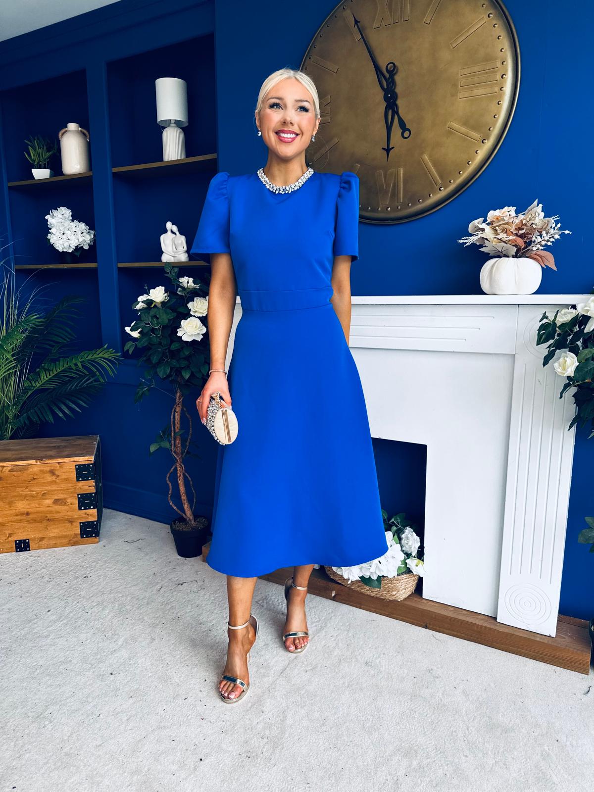 Madison Embellished Occasion Dress Cobalt