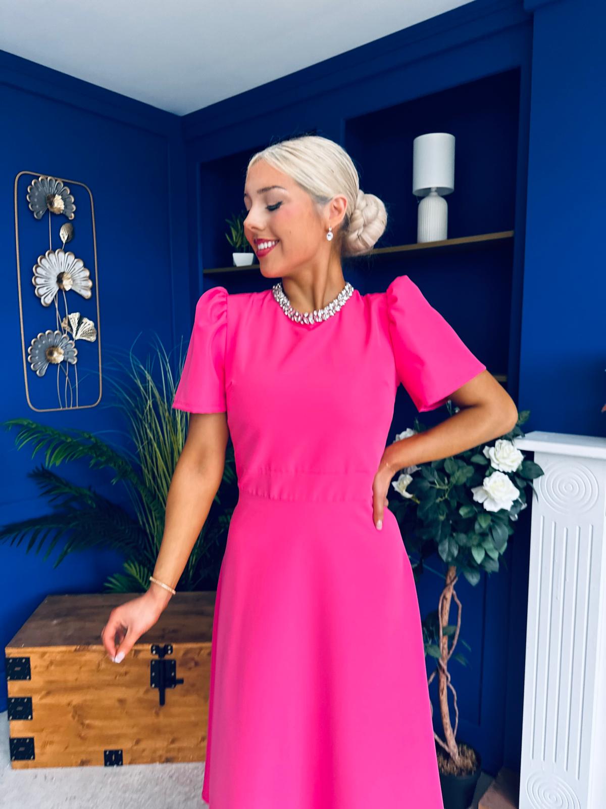 Madison Embellished Occasion Dress Cerise