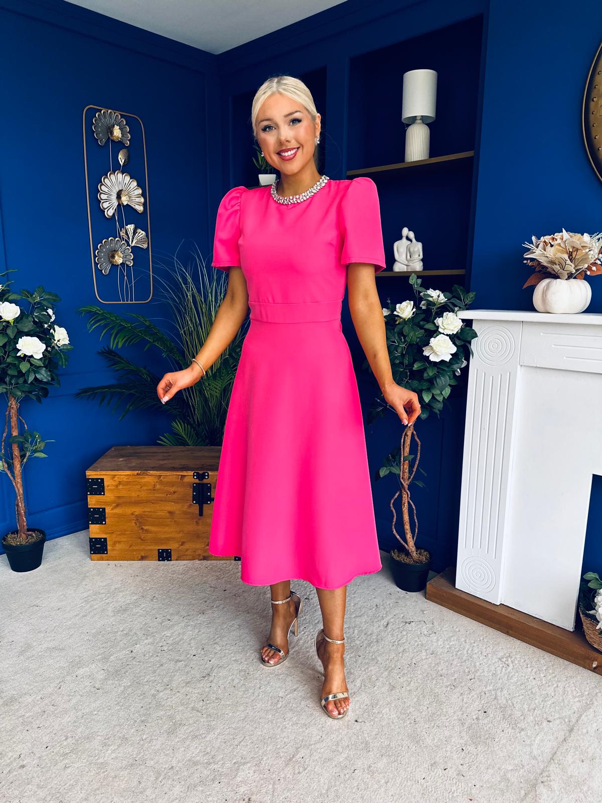 Madison Embellished Occasion Dress Cerise