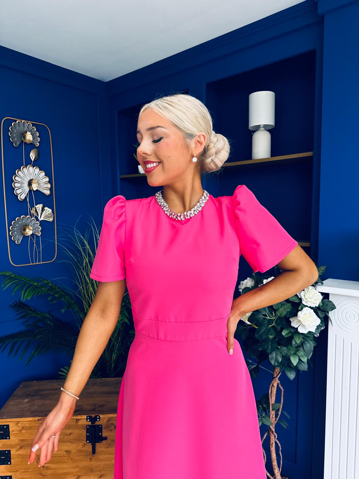 Madison Embellished Occasion Dress Cerise