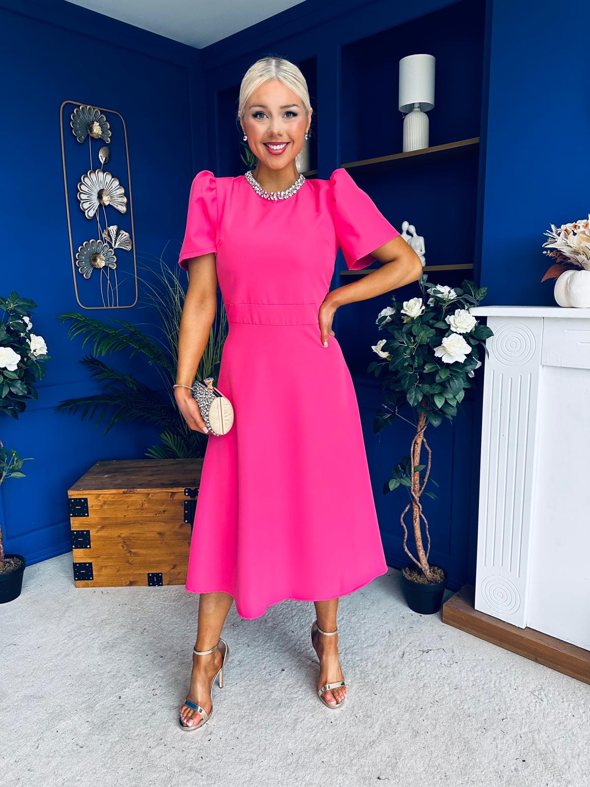 Madison Embellished Occasion Dress Cerise