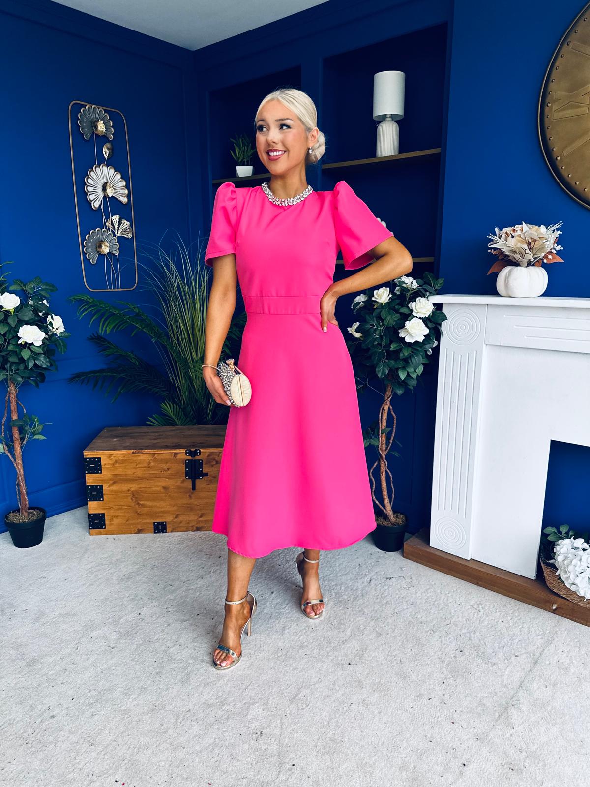 Madison Embellished Occasion Dress Cerise