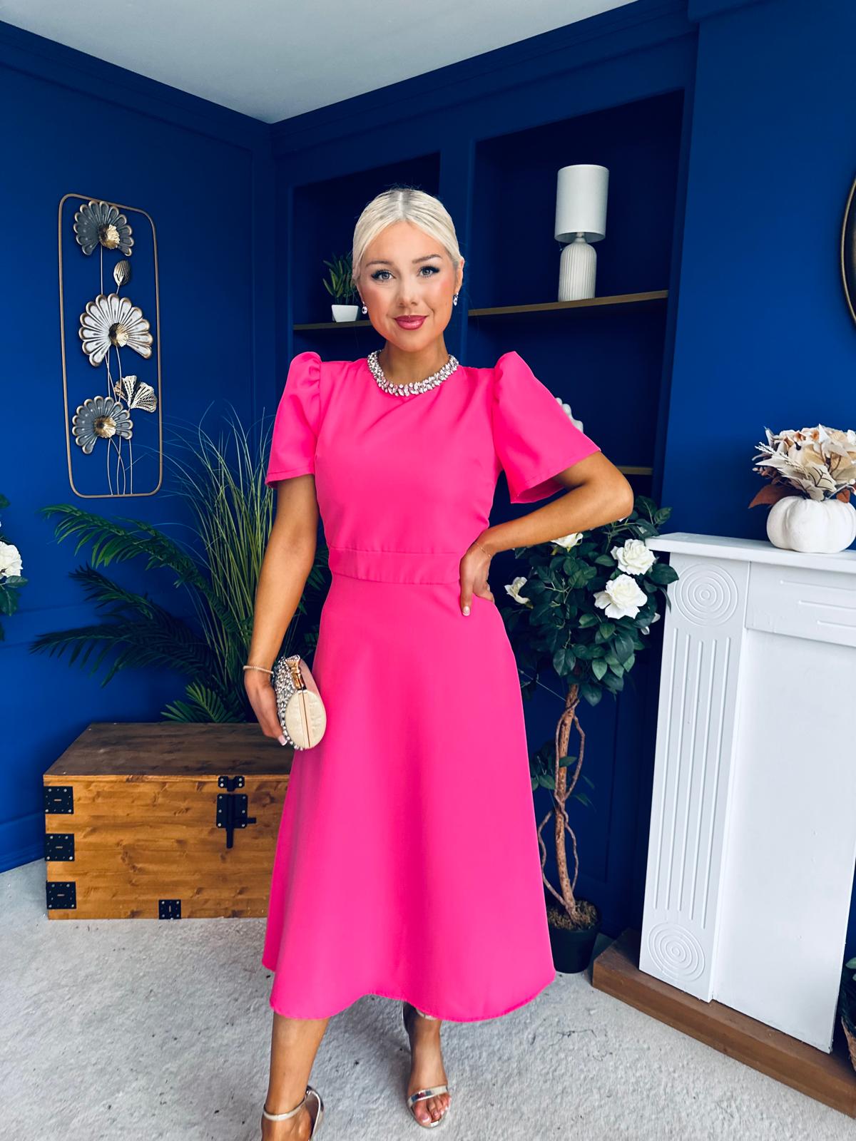 Madison Embellished Occasion Dress Cerise