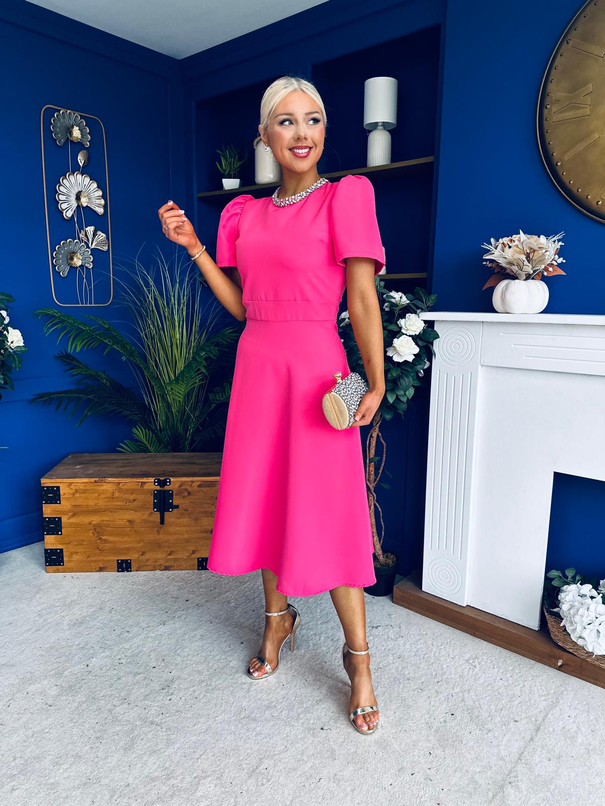 Madison Embellished Occasion Dress Cerise