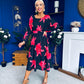 Eabha Detailed Midi Dress Floral Red/Black