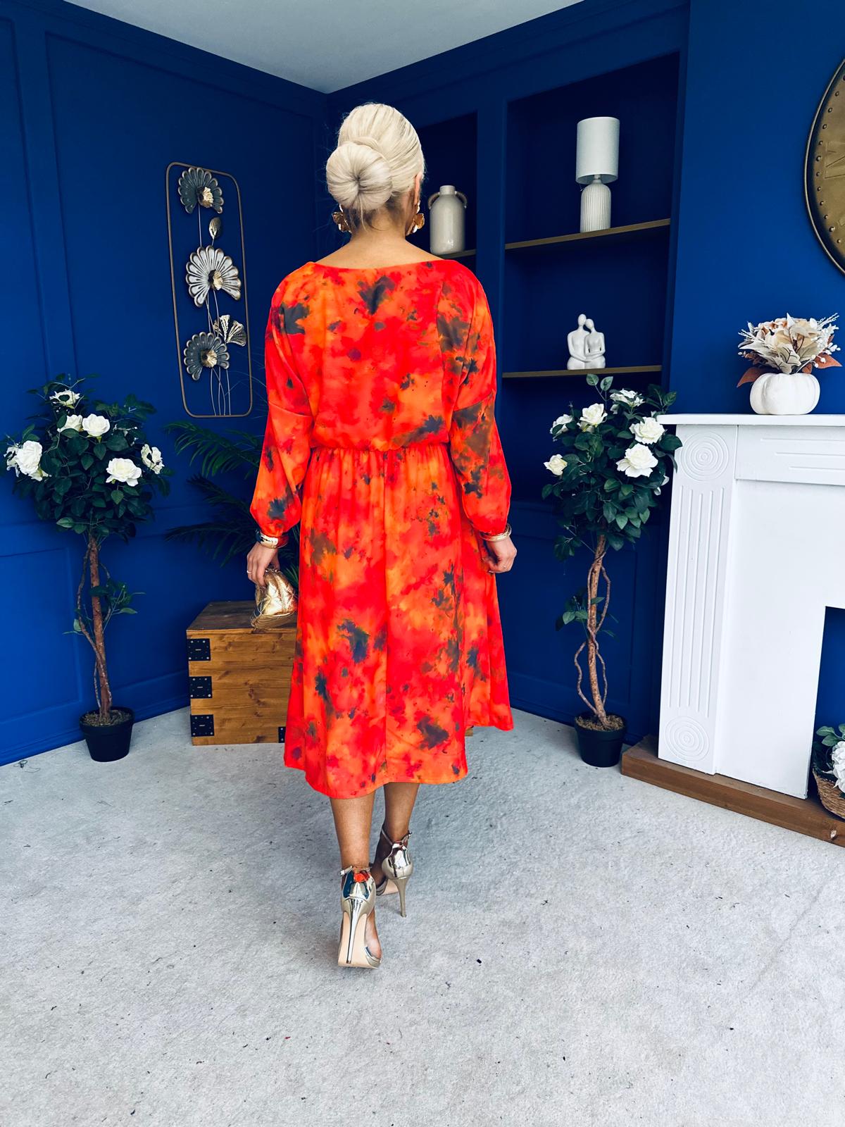 Eabha Detailed Midi Dress Marble Amber