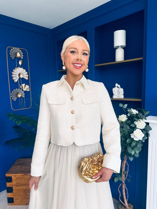 Judith Detailed Tweed Jacket Cream