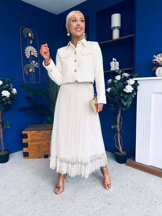 Emerson Detailed Tulle Skirt Cream