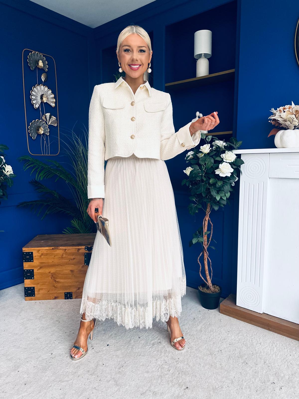 Emerson Detailed Tulle Skirt Cream