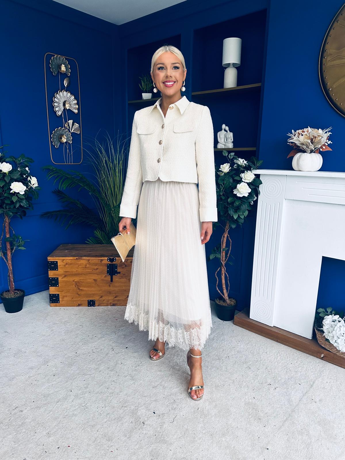 Emerson Detailed Tulle Skirt Cream