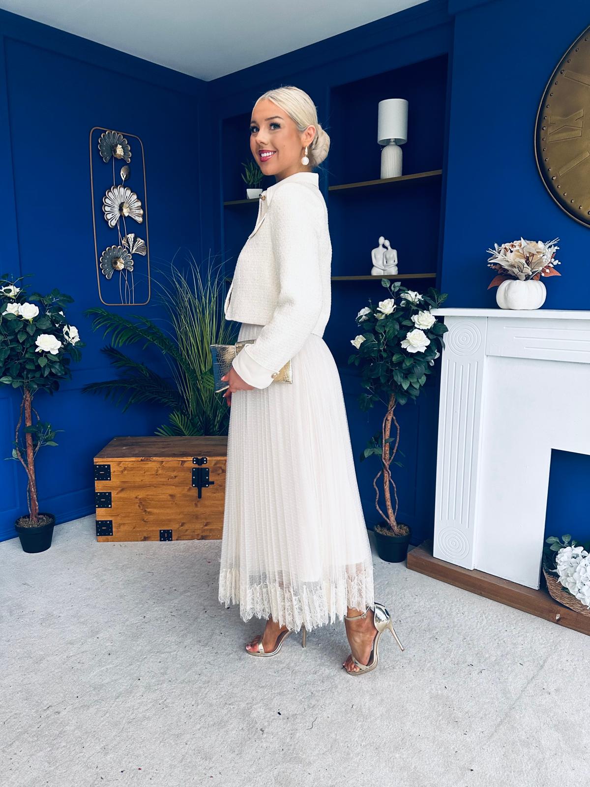 Emerson Detailed Tulle Skirt Cream