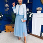 Celine Detailed Tulle Skirt Blue