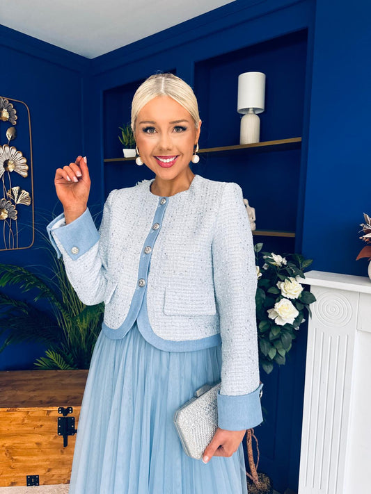 Hilary Detailed Tweed Jacket Blue