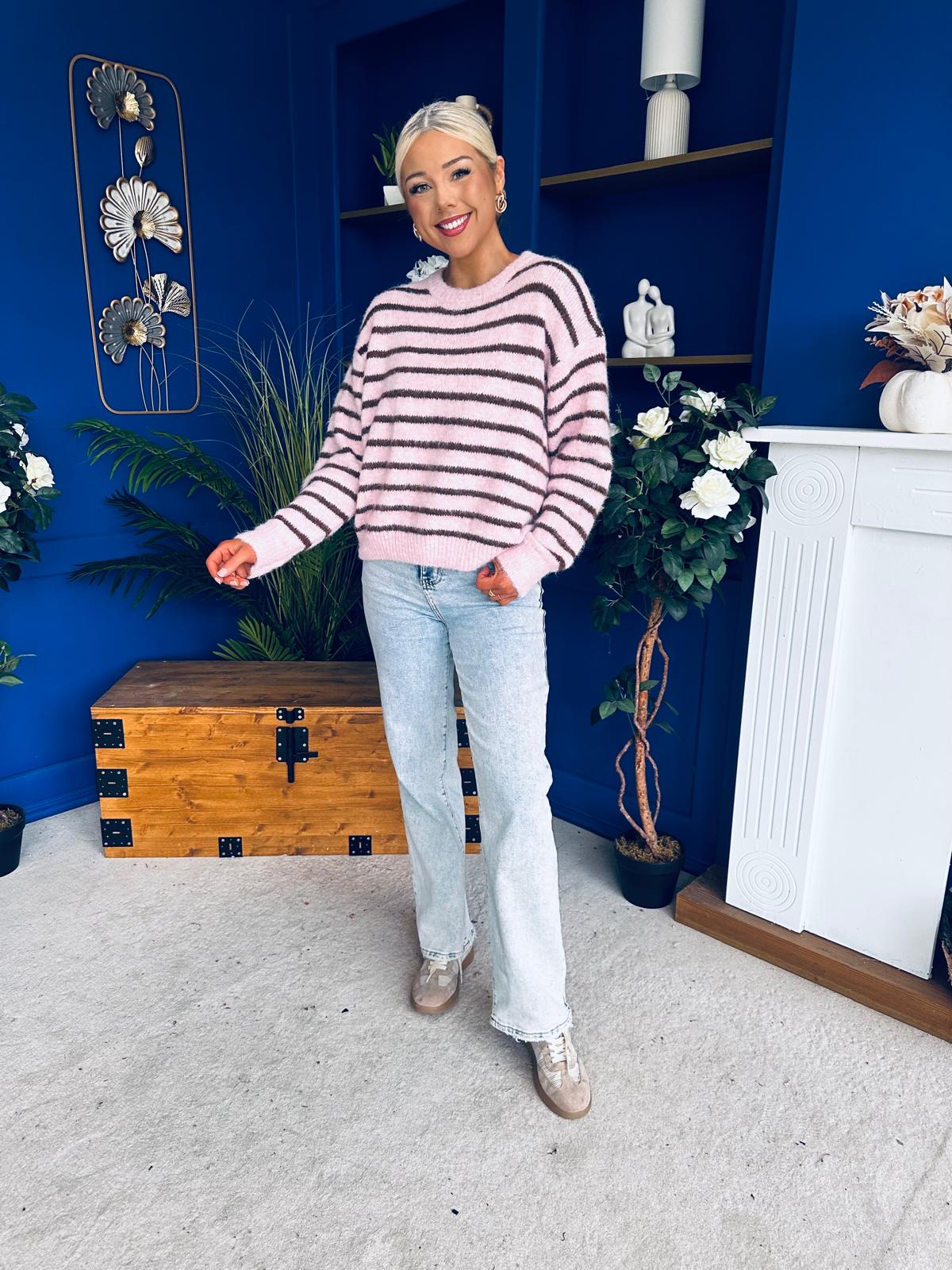 Jordan Striped Knit Jumper Pink Coco