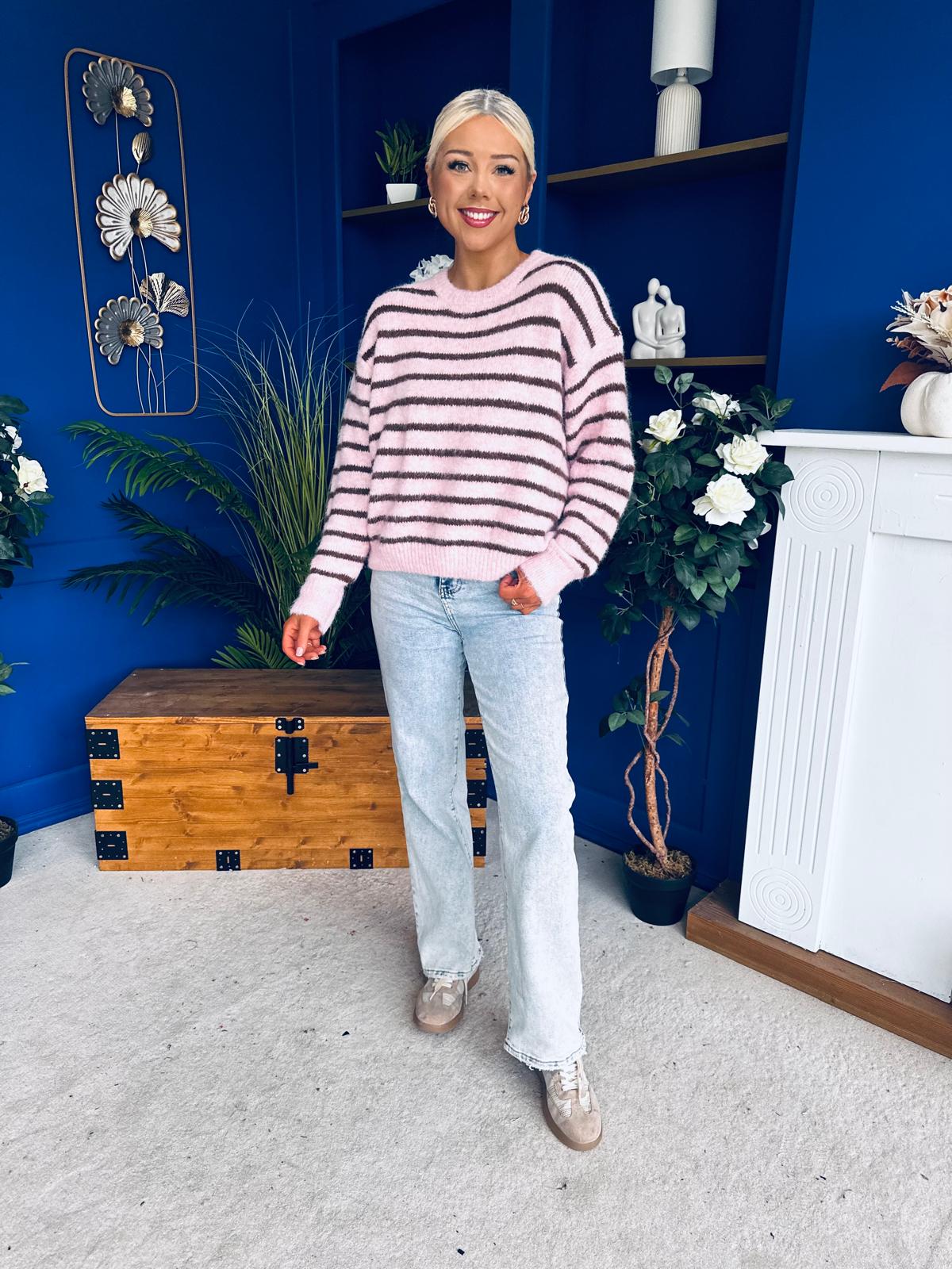 Jordan Striped Knit Jumper Pink Coco