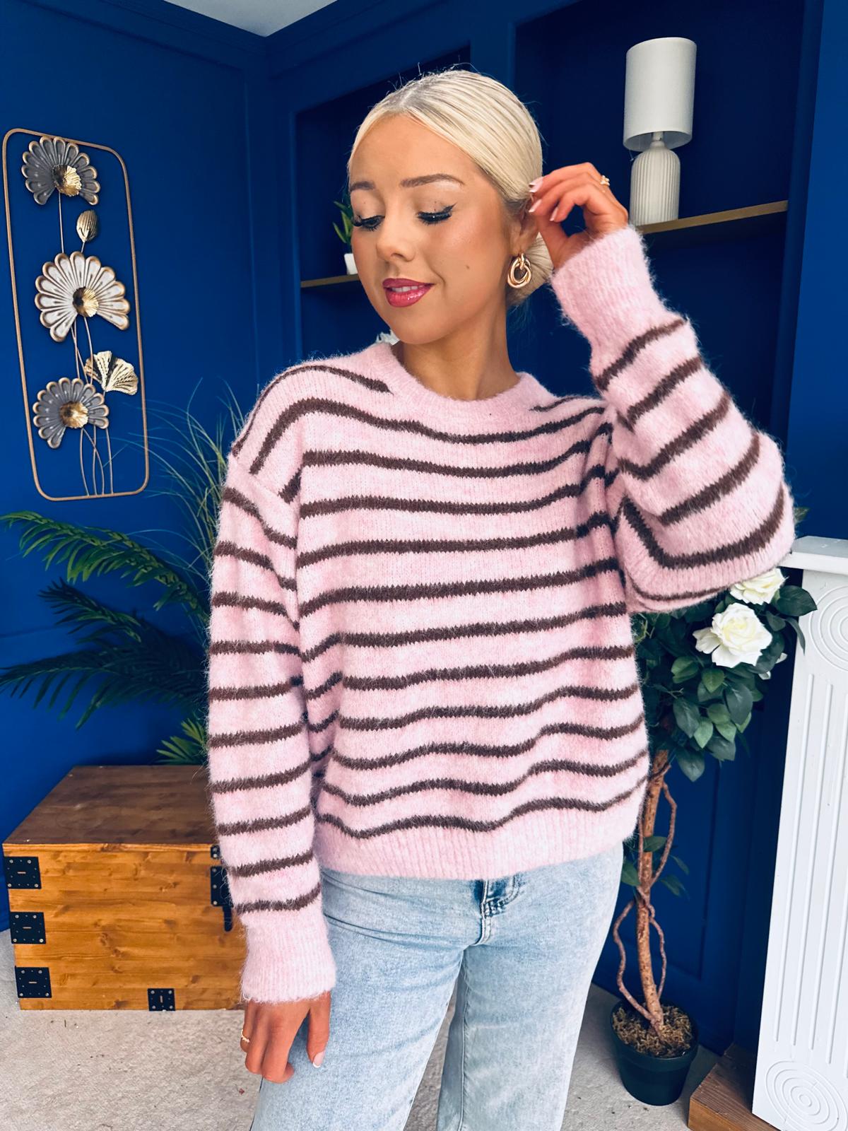 Jordan Striped Knit Jumper Pink Coco