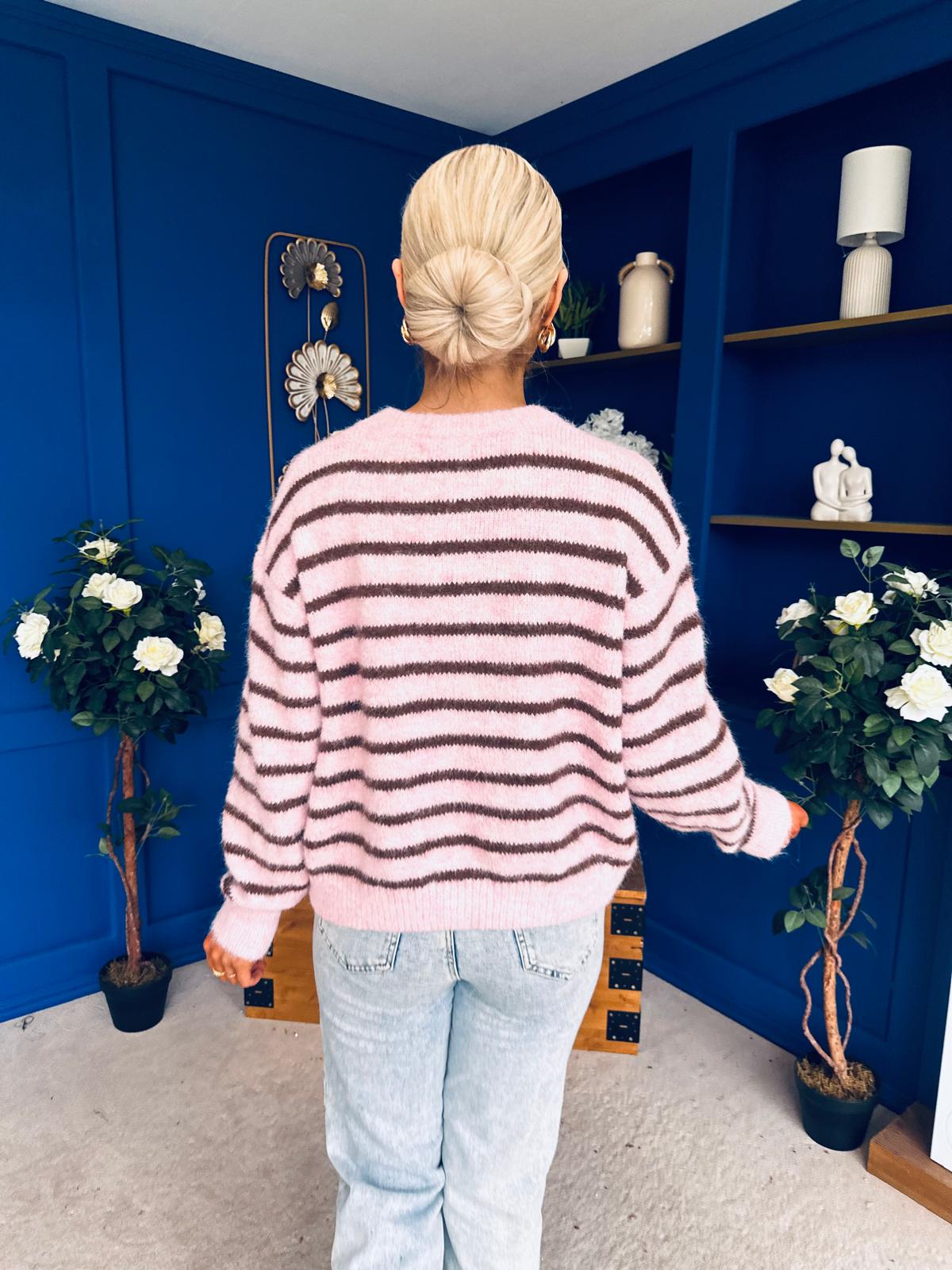 Jordan Striped Knit Jumper Pink Coco