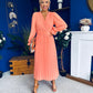 Clodagh Pleat Detailed Midi Dress Peach