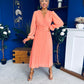 Clodagh Pleat Detailed Midi Dress Peach