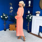 Clodagh Pleat Detailed Midi Dress Peach
