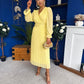 Clodagh Pleat Detailed Midi Dress Yellow