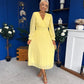 Clodagh Pleat Detailed Midi Dress Yellow