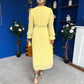 Clodagh Pleat Detailed Midi Dress Yellow