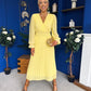 Clodagh Pleat Detailed Midi Dress Yellow