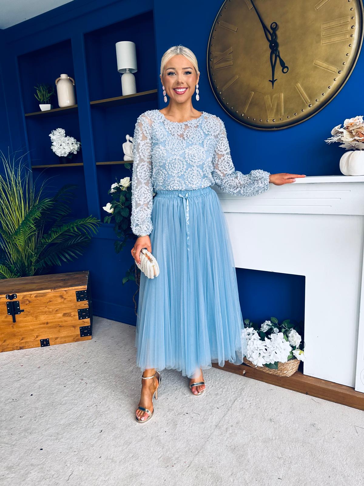 Alice 3D Sheer Top Blue