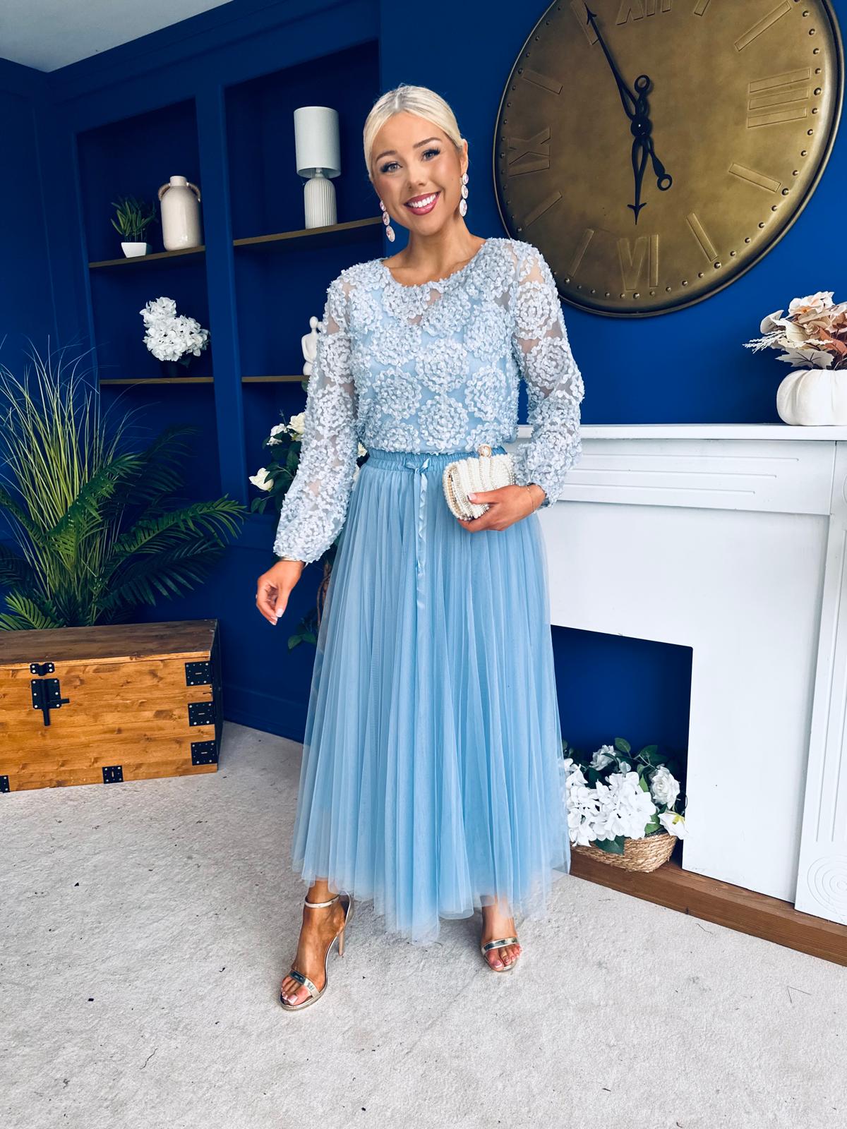 Alice 3D Sheer Top Blue